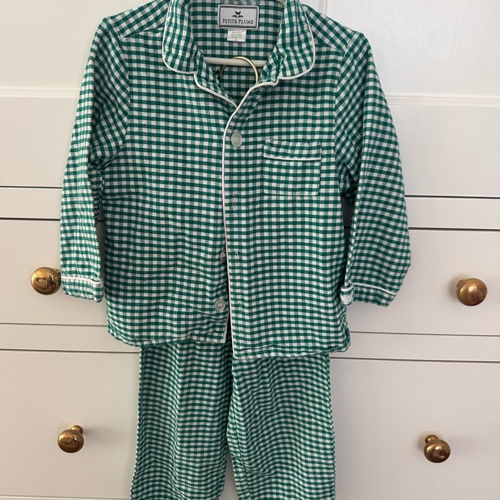 Green Checkered/gingham Pajamas from Petite Plume